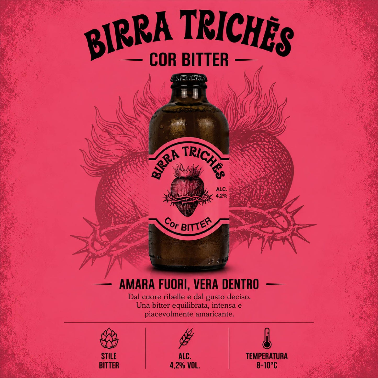 BIRRA ARTIGIANALE  TRICHES  - COR - ALC.4,2% ( BICCHIERE IN PLASTICA DA 300 ML)