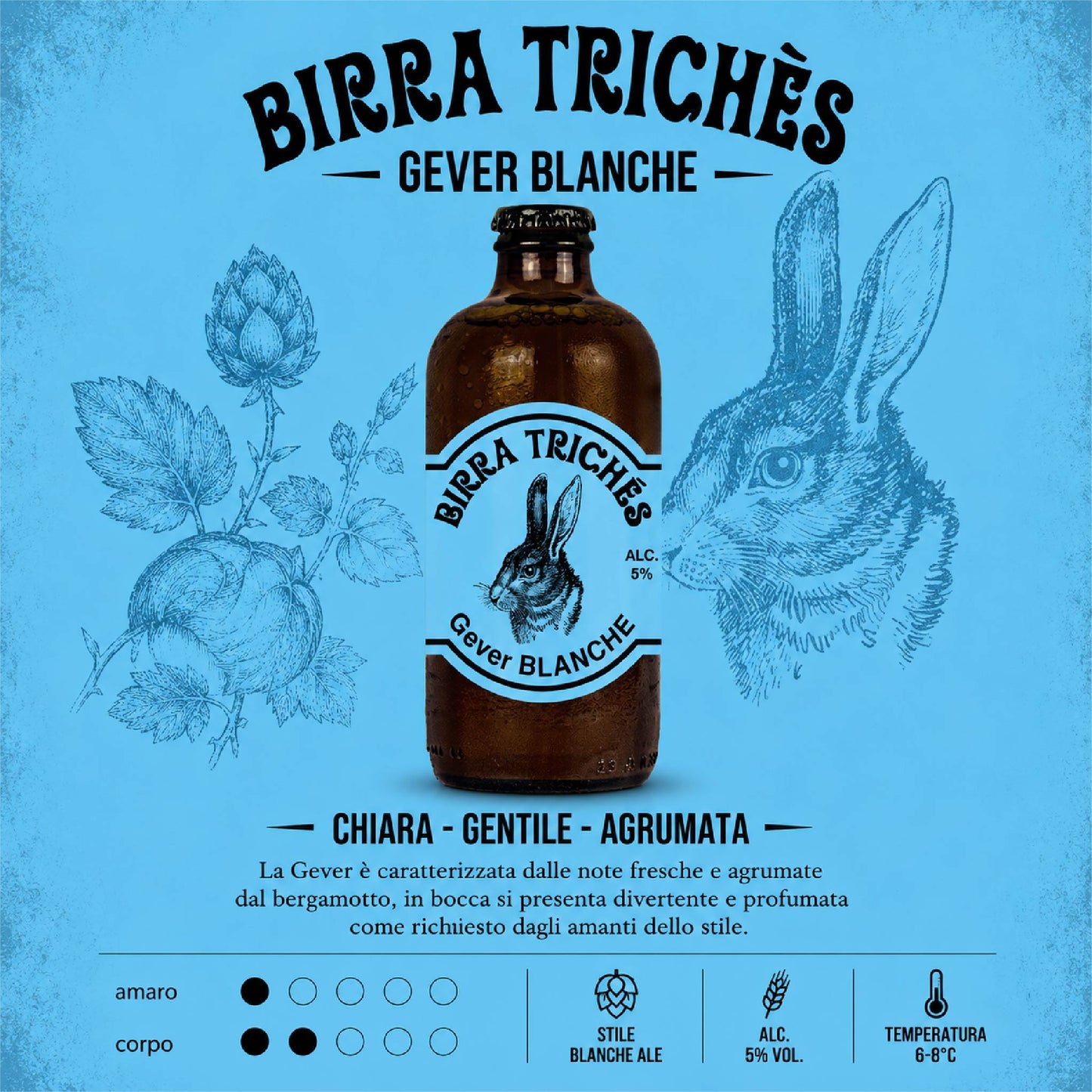 BIRRA ARTIGIANALE  TRICHES -  BLANCE GEVER ALC. 5% ( BICCHIERE IN PLASTICA DA 300 ML)